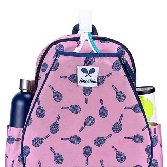 EUC Ame & LuLu LITTLE LOVE Tennis Racquet Backpack Pink/Nav 11’L x 4’W x 15.5’H. - Picture 10 of 10